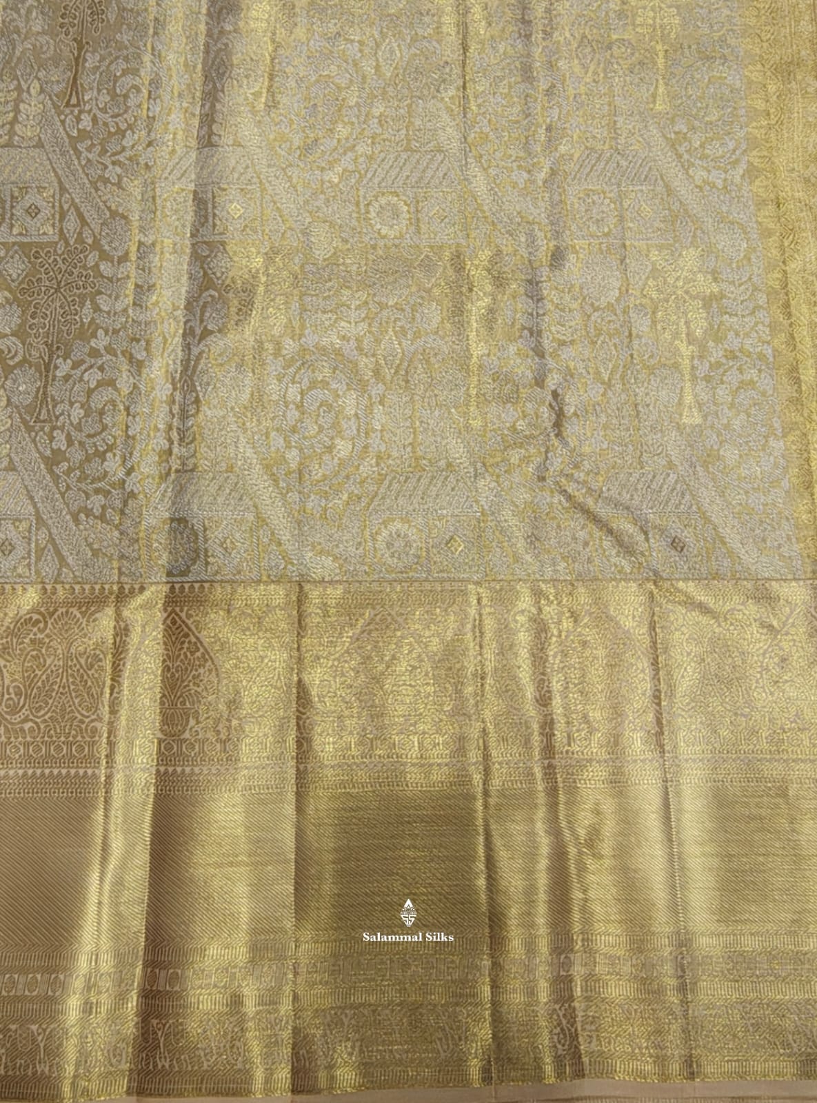 Kanjivaram Golden Tissue Bridal Pure Silk Saree With Sandal Border