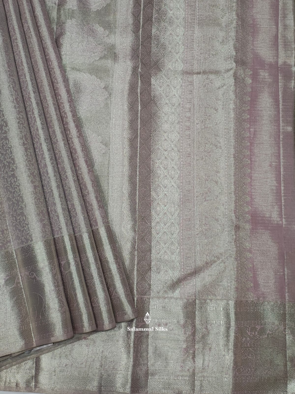 Kanjivaram Light Lavender Bridal Pure Silk Saree With Blouse