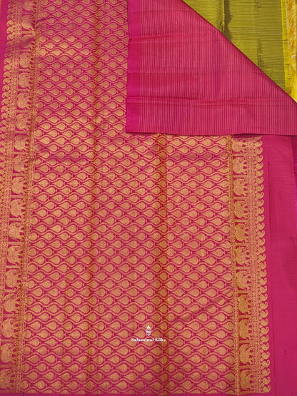 Kanjivaram Manthuli Green Checks Fancy Pure Silk Saree Without Border