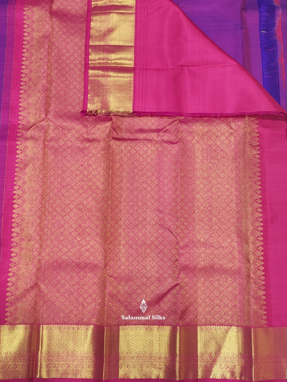 Kanjivaram Magenta Pure Silk Saree With Pink Border