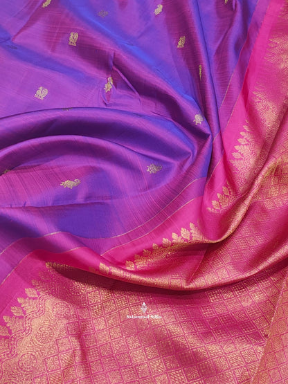 Kanjivaram Magenta Pure Silk Saree With Pink Border