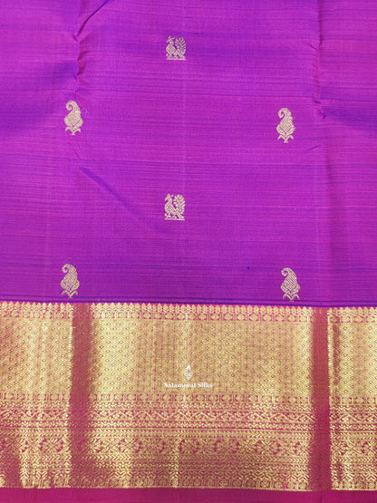 Kanjivaram Magenta Pure Silk Saree With Pink Border