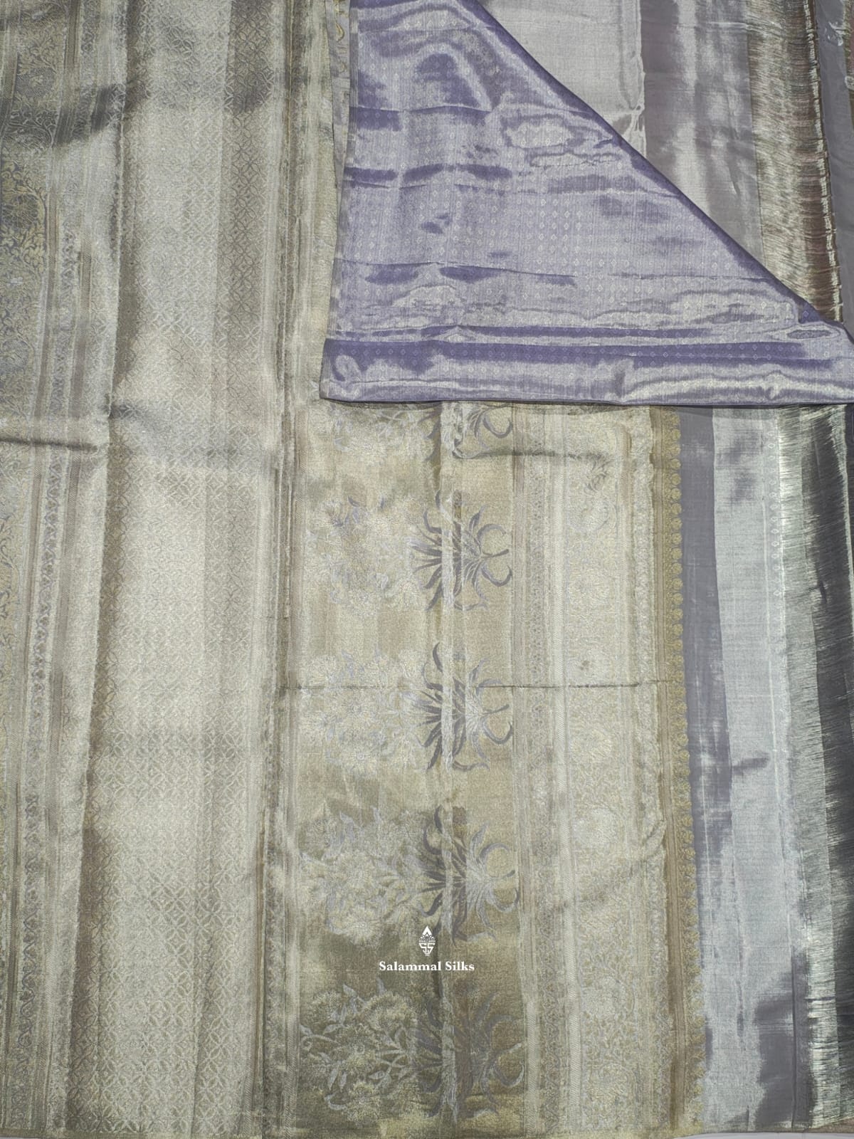 Kanjivaram Baby Pink Bridal Tissue Pure Silk Saree With Light Lavender Blouse