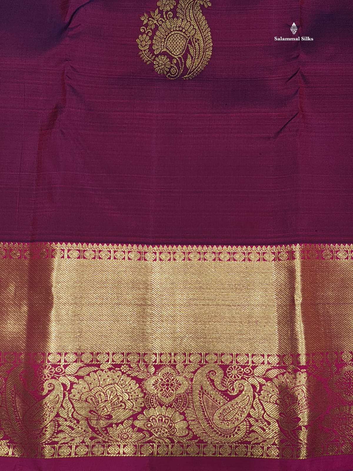 Kanjivaram Violet Pure Silk Saree WithMagenta Rose Border