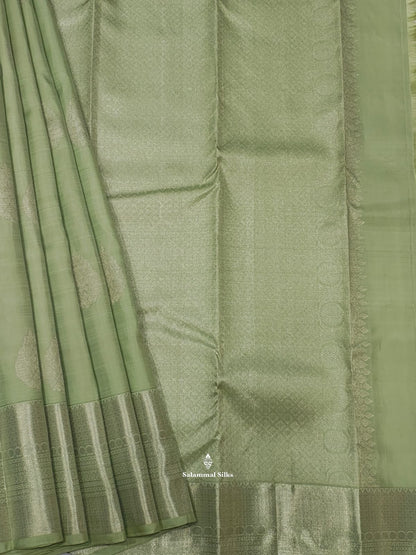 Kanjivaram Pista Green Pure Silk Saree With Blouse