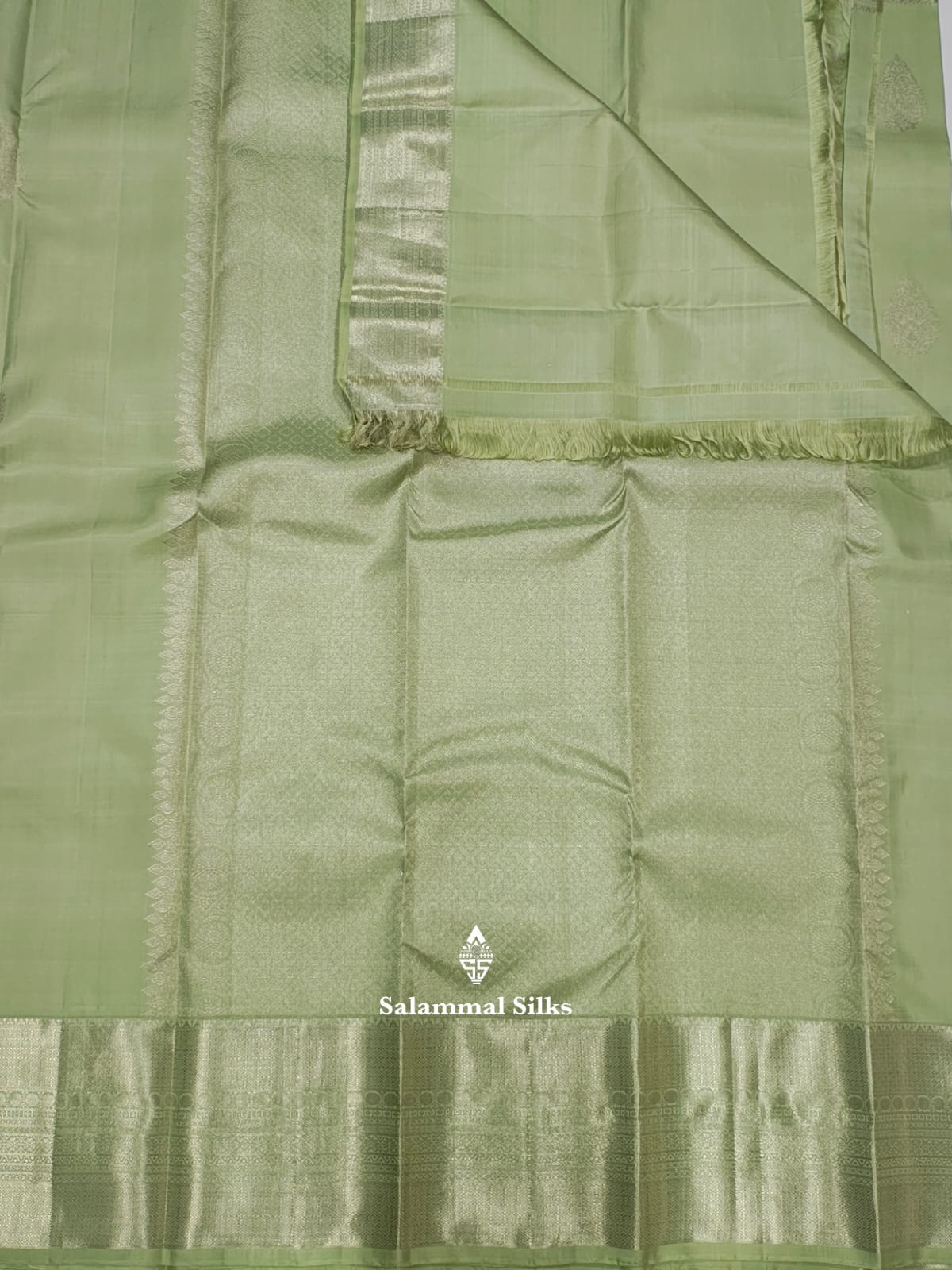 Kanjivaram Pista Green Pure Silk Saree With Blouse