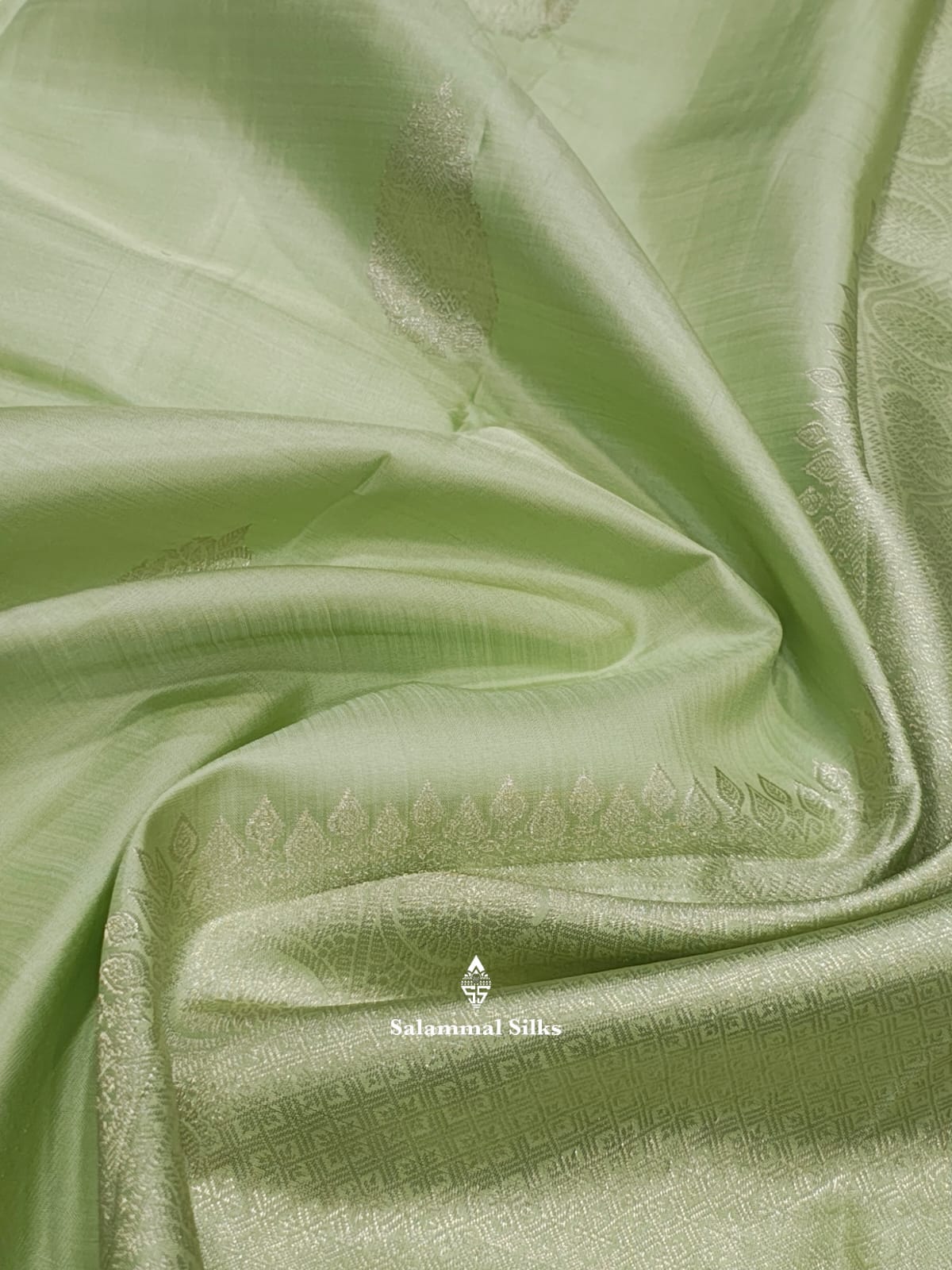 Kanjivaram Pista Green Pure Silk Saree With Blouse