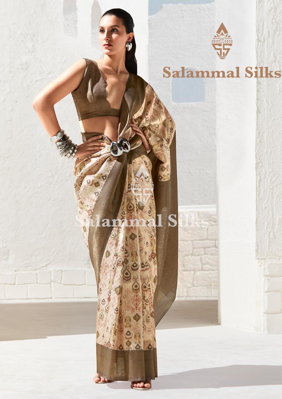 Cream Softy Fancy Saree With Elephant Grey Color Border