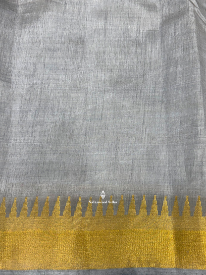 Semi Tussar Plain Saree with Temple Border