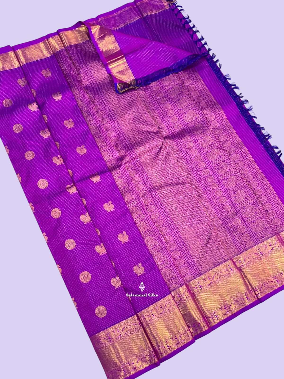 Kanjivaram Beautiful Vadamalli Traditional Checks Pure Silk Saree With Traditional Butta Border