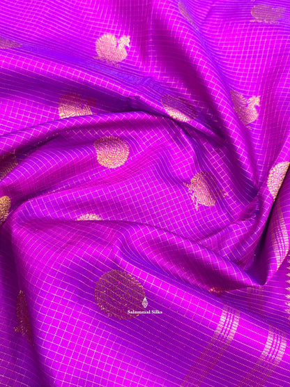 Kanjivaram Beautiful Vadamalli Traditional Checks Pure Silk Saree With Traditional Butta Border