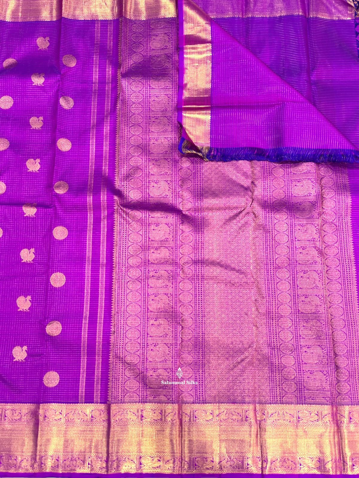 Kanjivaram Beautiful Vadamalli Traditional Checks Pure Silk Saree With Traditional Butta Border