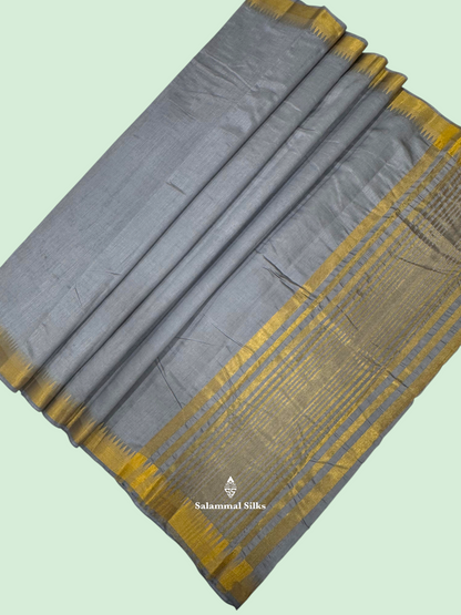 Semi Tussar Plain Saree with Temple Border