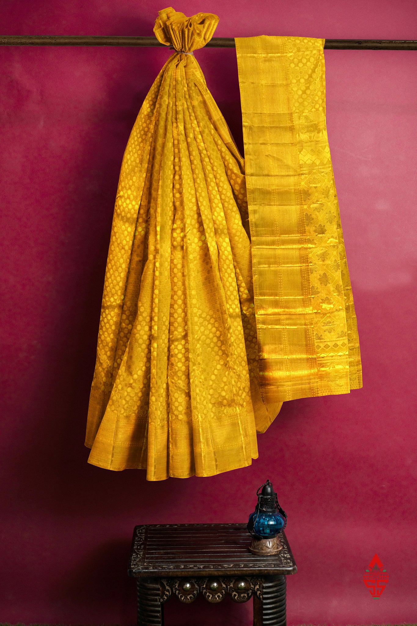 Kanjivaram Golden Yellow Tissue Pure Silk Saree With Blouse