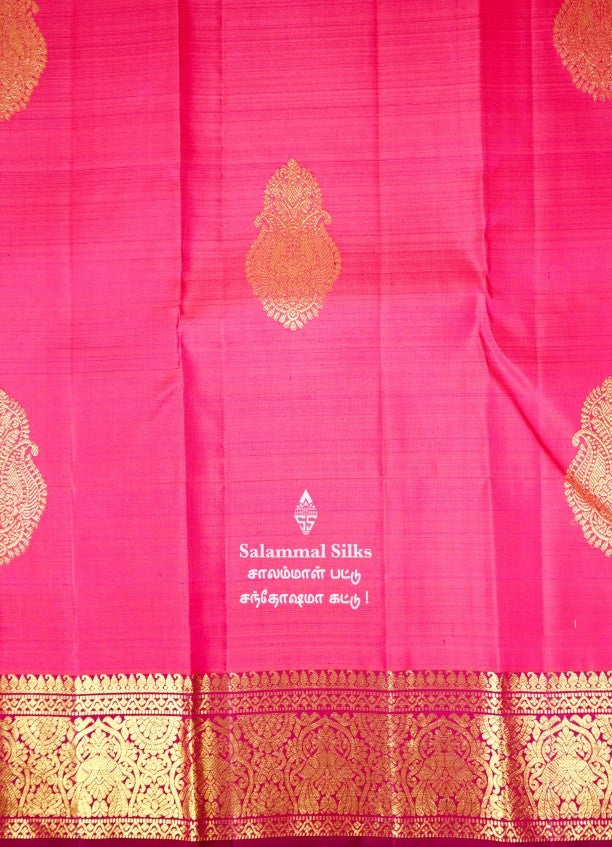 Reddish Pink Kanjivaram Silk Saree