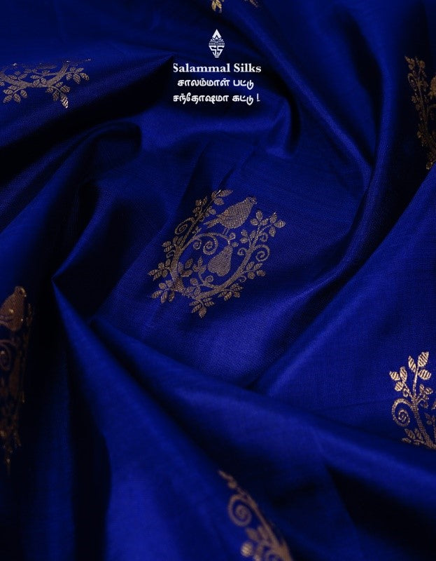 Navy Blue Kanjivaram Silk Saree.