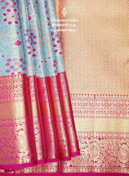 Light Blue Tissue Kanjivaram Silk Saree.