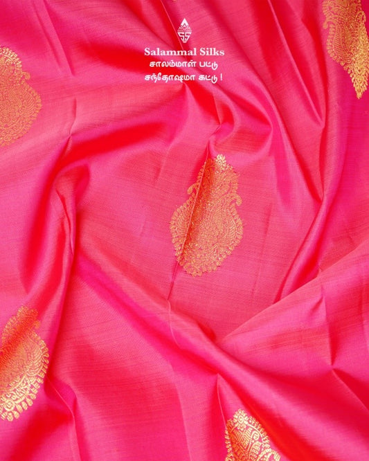 Reddish Pink Kanjivaram Silk Saree