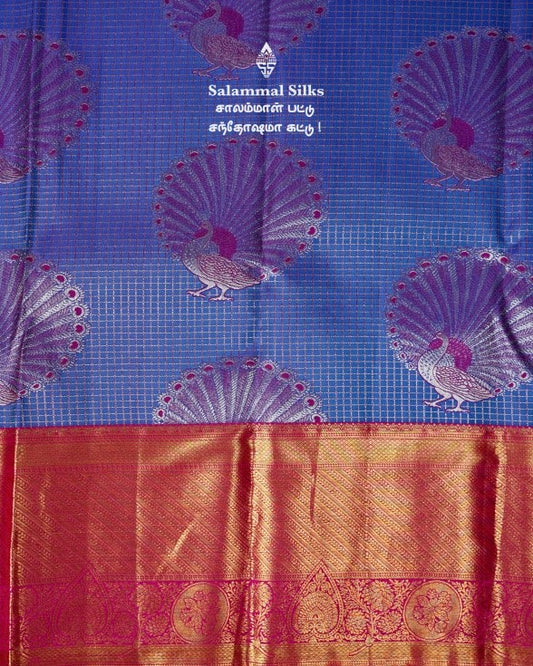 Light Blue Kanjivaram Silk Saree.