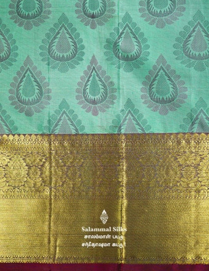 Pista Green Kanjivaram Silk Saree.