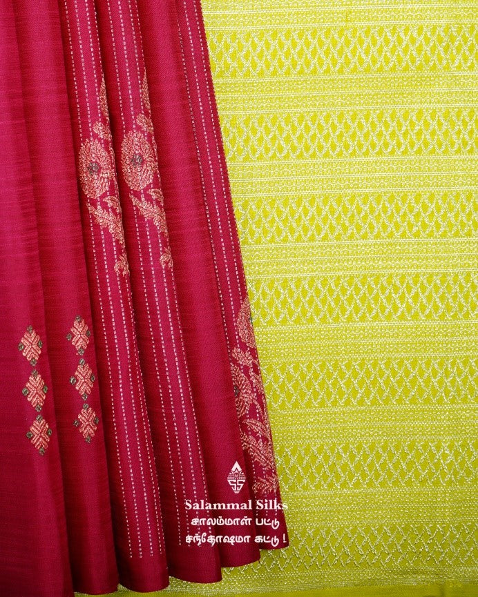 Rose Arakku Kanjivaram Silk Saree.