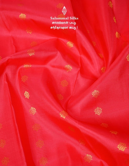 Pinkish Red Kanjivaram Silk Saree.