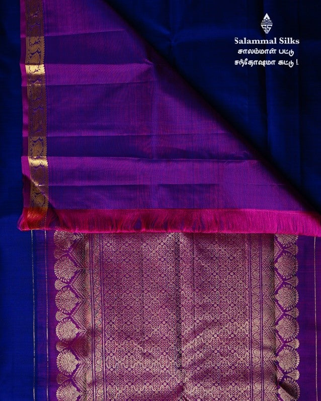 Navy Blue Kanjivaram Silk Saree.