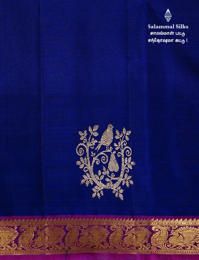 Navy Blue Kanjivaram Silk Saree.