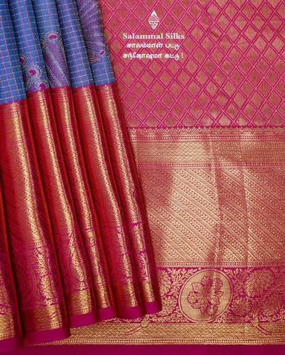 Light Blue Kanjivaram Silk Saree.