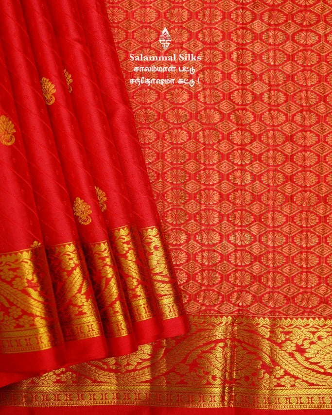 Red Kanjivaram Silk Saree.