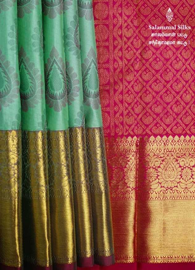 Pista Green Kanjivaram Silk Saree.