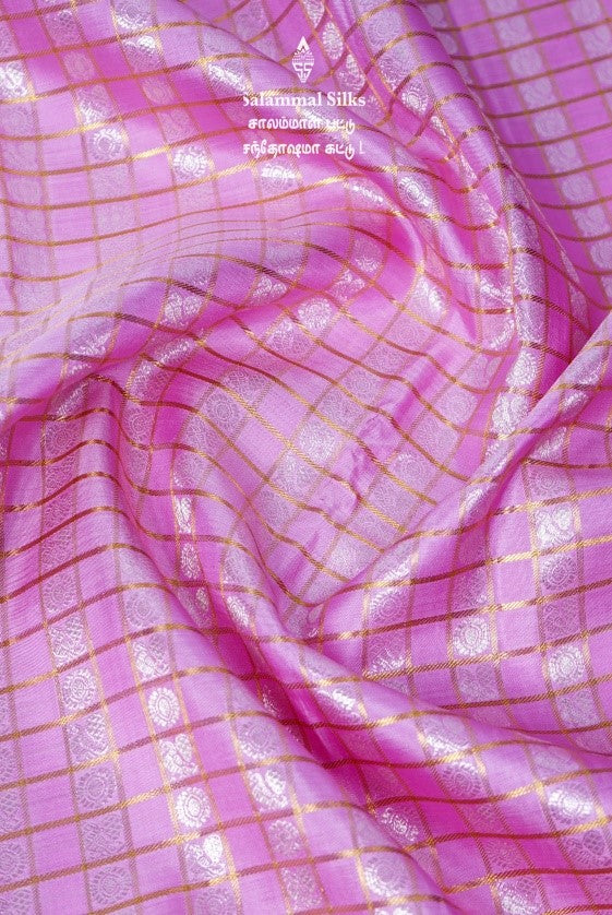 Baby Pink Kanjivaram Silk Saree.